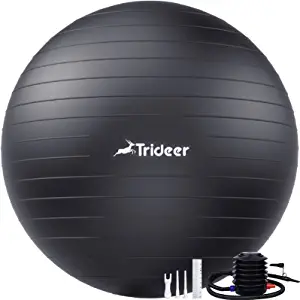 Trideer Yoga Ball Exercise Ball, 5 Sizes Ball Chair, Heavy Duty Swiss Ball for Balance, Stability, Pregnancy and Physical Therapy, Quick Pump Included