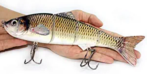 Sfeexun Lifelike 4 Segment Big Giant Sinking Fishing Bass Lures Artificial Hard Bait Swimbait for Fishing, Great for Fisherman Dad Gift