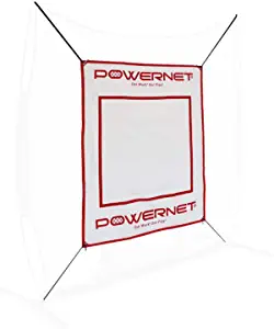 PowerNet Power Pad Canvas Batting Pitching Backstop for Baseball Softball | 46" x 59" Protection Area with Red Strike Zone | 1/4" High Density Foam Padding | Perfect for Cages or on Hitting Net