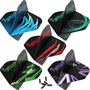 IgnatGames Dart Flights and Accessories - Sets of 30 Different Shape Darts Flights and 6 Flights Protectors, Darts Accessories Kit