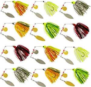 Fishing Lures Spinnerbait, Bass Fishing Lure Spinner Baits Kit Hard Metal Multicolor Buzzbait Spinnerbait Jigs for Bass Pike Trout Salmon