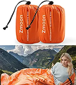Zmoon Emergency Sleeping Bag 2 Pack Lightweight Survival Sleeping Bags Thermal Bivy Sack Portable Emergency Blanket for Camping, Hiking, Outdoor, Activities
