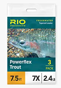 RIO Products Powerflex Trout Fly Fishing Leaders, Freshwater Tapered Fly Line, 7.5 Foot - 6 Pack