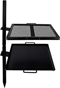 GameMaker Open Fire Cooking Grill & Skillet Combo | Portable Camping Cooking Grill for Cooking on Firepits, Outdoor Fire Rings, Open Flame Cooking & Campfires