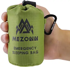 Mezonn Emergency Sleeping Bag Survival Bivy Sack Use as Emergency Blanket Lightweight Survival Gear for Outdoor Hiking Camping Keep Warm After Earthquakes, Hurricanes and Other disasters