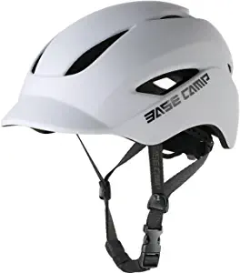 BASE CAMP Bike Helmet Lightweight, Adults-Men-Women Bike Helmet with Light, Visor-Urban Modern Bicycle Helmet for Commuting, Biking, Skating, Adjustable M Size