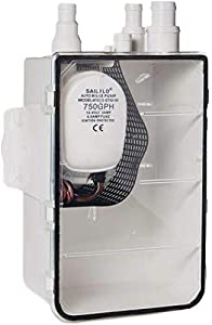 SAILFLO Boat Marine Shower Sump Pump Drain Kit System - 12v - 750 GPH - Multi-Port Inlet