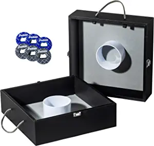 Franklin Sports Washer Toss Set  Includes 2 Tournament Size Washer Toss Targets and 6 Steel Washers  Easy Carry Handles and Metal Hatch