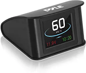 Universal Vehicle Smart HUD Display - 2.6" Digital Mini Car Dashboard Heads Up Windshield Speedometer Projector System w/ GPS Navigation Compass, Displays Speed, Distance, Time and More - Pyle PHUD19