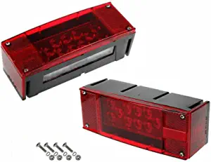 Left+Right/over 12 LED super diodes for each light/AUTO 2PCS 12V LED Submersible Low Profile Rectangular Trailer Lights, Tail Stop Turn Running Lights Kit, Sealed for Boat Trailer Truck Marine