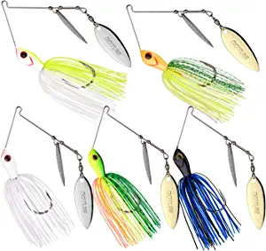 Goture Bass Fishing Lure Spinner Baits Kit, Hard Spinner Lures/MUSTAD Hook/Freshwater Spinnerbait Jigs for Bass, Salmon, Pike, Trout