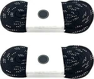 Silfrae Waxed Skate Hockey Laces, Sold in Two Pairs, Heavy Duty, Perfect for Hockey, Roller Derby, and Skates, and Boots, Multi-Size and Multi-Color Available. (Black, 84")