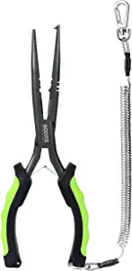 Booms Fishing F03 Needle Nose Fishing Pliers, 7" or 9" Fisherman's Pliers, Long Nose Hook Remover, Saltwater Resistant Fishing Gear