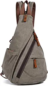 Canvas Sling Bag - Small Crossbody Backpack Shoulder Casual Daypack Rucksack for Men Women Outdoor Cycling Hiking Travel