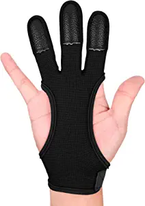FitsT4 Archery Gloves Leather Padded Three Finger Protector Bow Shooting Hunting Non Slip Glove for Kids Youth Adult Beginner