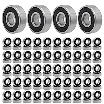 HOSTK 100 Pcs Skateboard Bearing, 608 ABEC-9 High Speed Wearproof Skating Steel Wheel Roller, Precision Inline Skate Bearings for Longboard, Kick Scooter, Roller Skates ((Black)