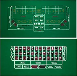 GSE 2-Sided 36"x72" Casino Roulette and Craps Tabletop Felt Layout Mat, Double Sided Casino Craps and Roulette Layout Table Top Mat (Roulette/Craps Layout)