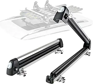 AA Products 33'' Aluminum Universal Ski Roof Rack Fits 6 Pairs Skis or 4 Snowboards, Ski Roof Carrier Fit Most Vehicles Equipped Cross Bars