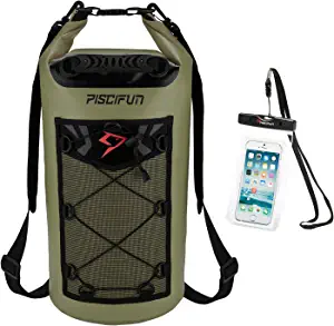 Piscifun Dry Bag, Waterproof Floating Backpack 5L/10L/20L/30L/40L, with Waterproof Phone Case for Kayking, Boating, Kayaking, Surfing, Rafting and fishing