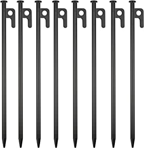 RIY Tent Stakes Heavy Duty 12 inch Steel Tent Pegs for Camping Unbreakable and Inflexible