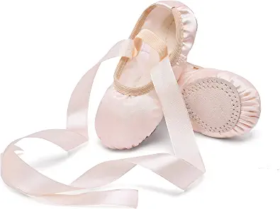 Stelle Girls Ballet Dance Shoes Satin Slippers Gymnastics Flats Split Sole with Ribbon