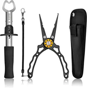 ZACX Fishing Pliers, Fish Lip Gripper Upgraded Muti-Function Fishing Pliers Hook Remover Split Ring,Fly Fishing Tools Set,Ice Fishing,Fishing Gear,Fishing Gifts for Men (Package B)