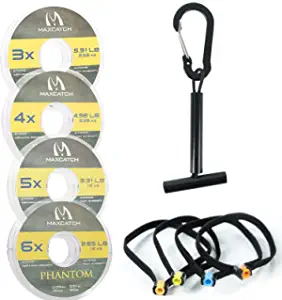 M MAXIMUMCATCH Maxcatch Fly Fishing Leader Tippet Material with Tippet Line Holder & Tender, Clear, 55Yds, 4PCS/6PCS