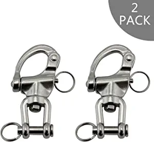 NRC&XRC Pair Jaw Swivel Snap Shackle 316 Stainless Steel for Sailboat Spinnaker Halyard &Diving