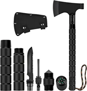 LIANTRAL Survival Axe Folding Portable Camping Axe Multi-Tool Hatchet Survival Kit Tactical Tomahawk for Outdoor Hiking Hunting