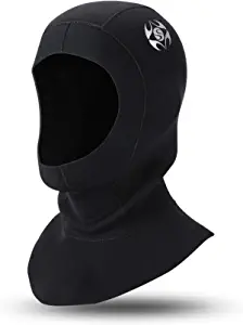 Oumers Neoprene Scuba Diving Hood 3MM Wetsuit Diving Cap, with Flow Vent to Eliminate Trapped Air, Bib Dive Hood Warm Durable Stretchable for Surfing Snorkeling Kayaking Sailing Canoeing Water Sports