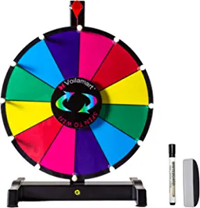 Voilamart 12" Tabletop Spinning Prize Wheel 12 Slots with Durable Plastic Base, Dry Erase, 2 Pointer, for Fortune Spin Game in Party Pub Trade Show Carnival