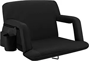 Alpcour Folding Stadium Seat  25-inch Extra Wide Padded Adults Camping Reclining Waterproof Bleacher Chair  Best Ultra Extra Thick Lightweight Back Support Cushion Seats for Bleachers w/Arm Rest
