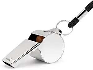 Golvery Metal Referee Coach Whistle - Stainless Steel - Crisp Sound Whistle with Lanyard for School Sports, Soccer, Football, Basketball and Lifeguard Protection etc (Silver-1pcs)