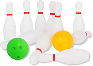 Liberry Kids Bowling Set Includes 10 Classical White Pins and 2 Balls, Suitable as Toy Gifts, Early Education, Indoor & Outdoor Games, Great for Toddler Preschoolers and School-age Child, Boys & Girls