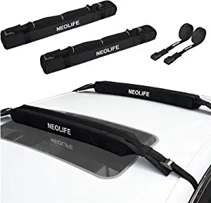 WONITAGO Soft Roof Rack Pads with Single Wrap-Rax Straps and Storage Bag, Universal Car Roof Rack for Surfboard, Kayak, SUP Paddleboard, Canoe, 28" (Pair)