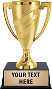 Crown Awards Gold Cup Trophies with Custom Engraving, 6" Personalized Gold Swirl Cup Achievement Trophy On Black Base