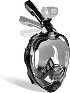 ZIPOUTE Snorkel Mask Full Face, Full Face Snorkel Mask Adult and Kids with Detachable Camera Mount, Snorkeling Mask 180 Panoramic View Anti-Fog Anti-Leak Dry Top Set with Adjustable Straps