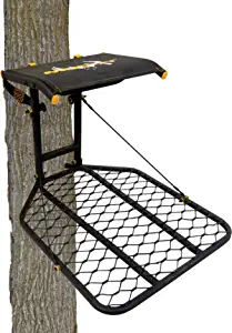 Muddy The Boss Hang-On Treestand- Silent Straps, Flex-Tek Comfort Seating, Extra Wide Platform, Black (MUD-MFP1080)
