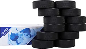 Golden Sport Ice Hockey Pucks, 12pcs, Official Regulation, for Practicing and Classic Training, Diameter 3", Thickness 1", 6oz, Black