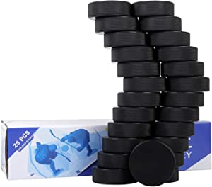 Golden Sport Ice Hockey Pucks, 25pcs, Official Regulation, for Practicing and Classic Training, Diameter 3", Thickness 1", 6oz, Black