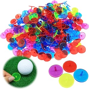 VEASAERS Golf Ball Markers Bulk 50/100/150 Pcs Position Marker Multicolor Transparent Plastic 25mm Flat Round Golf Mark Accessories