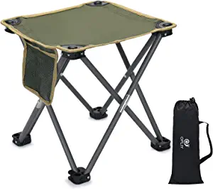 Camping Stool, Folding Samll Chair Portable Camp Stool for Camping Fishing Hiking Gardening and Beach, Camping Seat with Carry Bag (Green, M 11.5")