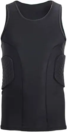 Minimal Mens Padded Compression Shirt Sports Protective Vest Rash Guard Soccer Basketball Training Tank Top