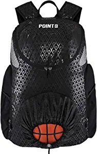 POINT3 Basketball Backpack Road Trip 2.0, Bag with Drawstring for Soccer, Volleyball & More, Compartments for Shoes, Water, & Clothes, Water Resistant Equipment Bag, Unisex Sports Backpack - Black