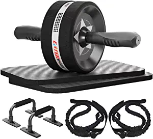EnterSports Ab Rollers Wheel Kit, Exercise Wheel Core Strength Training Abdominal Roller Set with Push Up Bars, Resistance Bands, Knee Mat Home Gym Fitness Equipment for Abs Workout