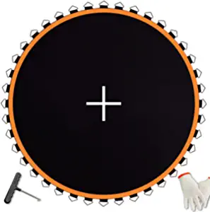JumpTastic Trampoline Mat Replacement, Fits 12 ft 14 ft 15ft Frame, with 72 or 96 V-Rings Fits 5.5 inch 6.5 inch 7 inch Spring, Reinforce, UV-Resistant, with Spring Hook and Gloves, Not Include Spring