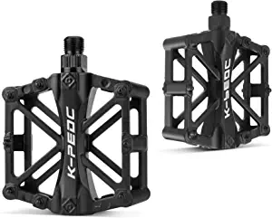GPMTER Bike Pedals 9/16 for MTB, Mountain Road Bicycle Flat Pedal, with 16 Anti-Skid Pins -Universal Lightweight Aluminum Alloy Platform Pedal for Travel Cycle-Cross Bikes etc