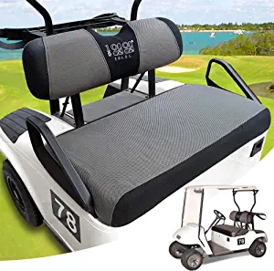 10L0L Golf Cart Seat Covers Front Set for EZGO TXT RXV & Club Car DS, Breathable Seat Cover Keep Seats Cool Washable Polyester Mesh Cloth Seat Protectors, Two-Tone Colors- Gray/Black/Red/Beige/Blue