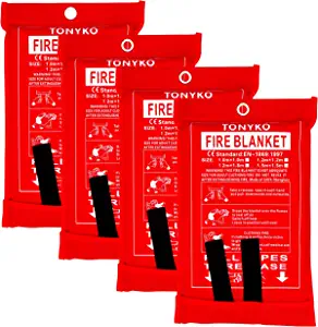 TONYKO Emergency Fire Blankets , Flame Retardant Protection and Heat Insulation Designed for Kitchen,Fireplace,Grill,Car,Camping