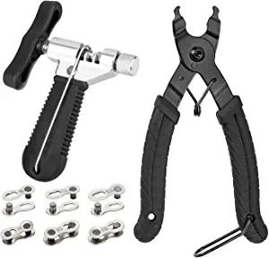 Oumers Bike Link Plier+Chain Breaker Splitter+6 Pairs Bicycle Missing Link, Chain Plier Quick Link Opener Remover Plier for 6/7/8/9/10 Speed Chains Repair | Professional Bike Chain Repair Tool Kit